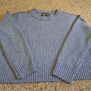 American Eagle Outfitters Heathered Blue Knit Sweater